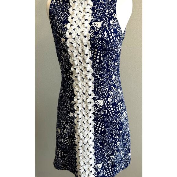 Lilly Pulitzer Mini Dress Bodycon Fish Ocean Blue Sleeveless Sexy Cocktail Sz 2 - Picture 1 of 12